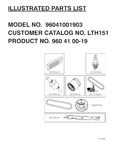 Husqvarna Gartentraktoren 96041001903 LTH151