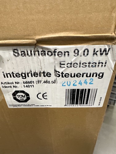 B-Ware Karibu 9 kW Saunaofen finnisch anthrazit mit integrierter Steuerung (ohne Steine)