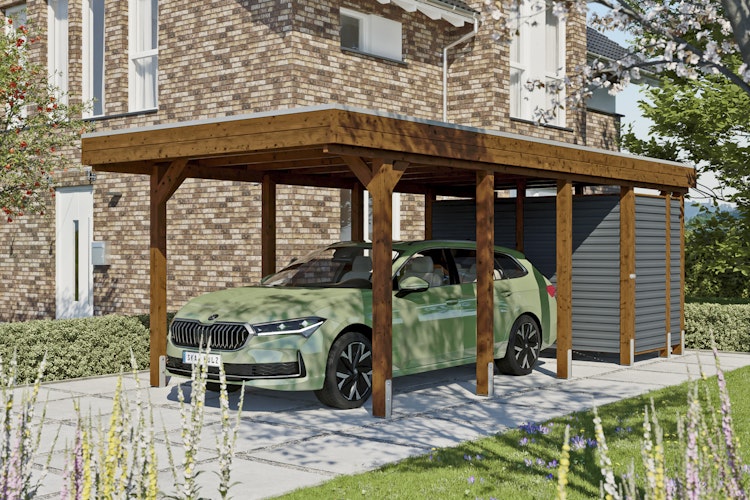 Skan Holz Carport Friesland Hybrid Set 12 314x708 cm inkl. Abstellraum