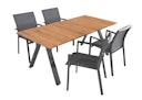 Vorschaubild Garden Pleasure Gartenmöbel Set DAVINA / RANA 03, Tisch 180 x 90 +  4 Stapelsessel, Aluminium / Teak / Kunststoffgewebe