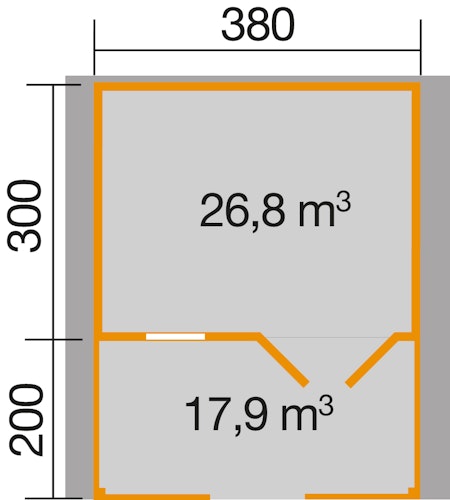 Weka 28 mm Gartenhaus 111 B mit Vordach und Terrasse (200 cm)