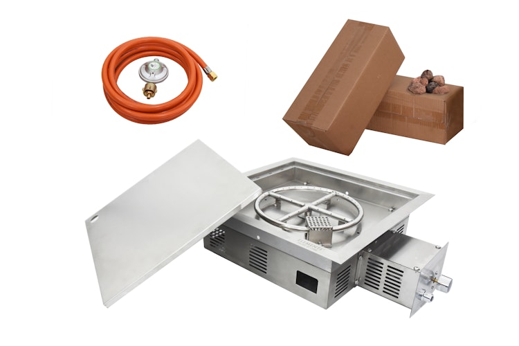 Gardenforma Einbau Gasbrenner für Gas Feuerstelle - quadratisch