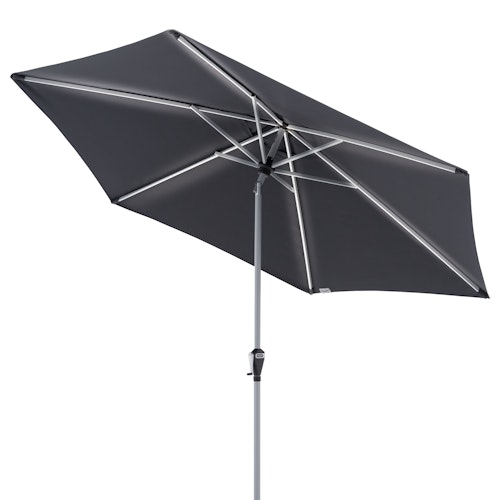 doppler Mittelmastschirm ACTIVE 300 Auto Tilt LED, Aluminium Silber / 100 % Polyester Anthrazit