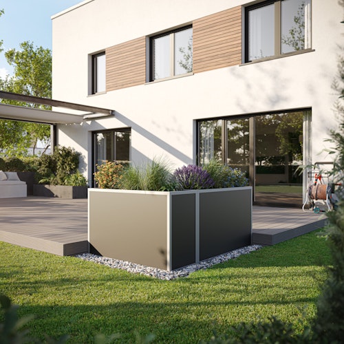 KGT Aluminium Hochbeet 130 - Profile pressblank - B1,21 x T0,45 x H0,77 m - 350 l