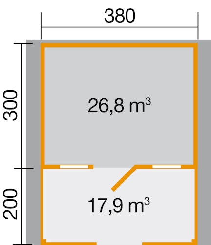 Weka 28 mm Gartenhaus 110 B mit Vordach + Terrasse (200 cm)