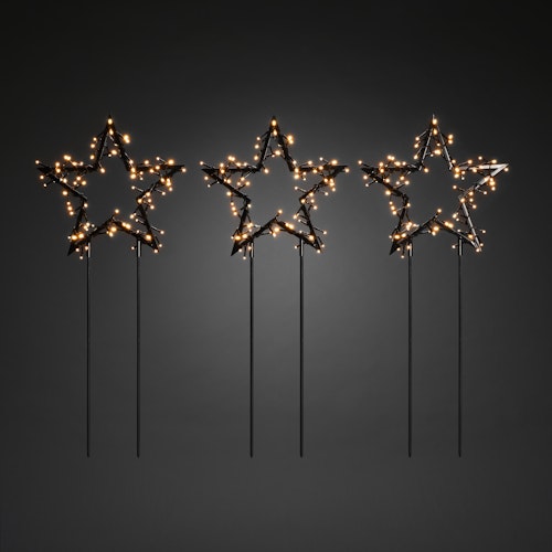 Konstsmide Weihnachtsbeleuchtung  LED Metallsterne, 3er-Set, bernsteinfarben (4464-800)