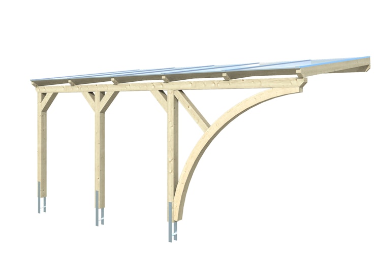 Skan Holz Wandanbau-Carport Eifel mit Einfahrtsbogen 300 x 541 cm