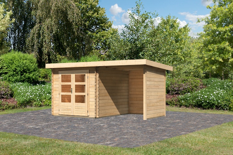 Karibu Woodfeeling Gartenhaus Bastrup 4 naturbelassen - 28 mm