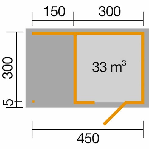 Weka Designhaus 413 A 45 mm inkl. 150 cm Anbau