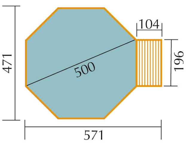 Weka Massivholzpool 593 B Gr. 2, Sparset - 45 mm - 471 x 571 cm