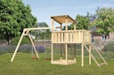 Vorschaubild Akubi Kinderspielturm Anna mit Pultdach inkl. Doppelschaukel, Anbauplattform und Netzrampe