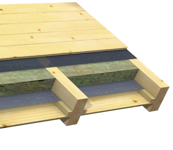 Infraworld Dachisolierung des Gartenhauses als Zwischensparrendämmung für Bella 1