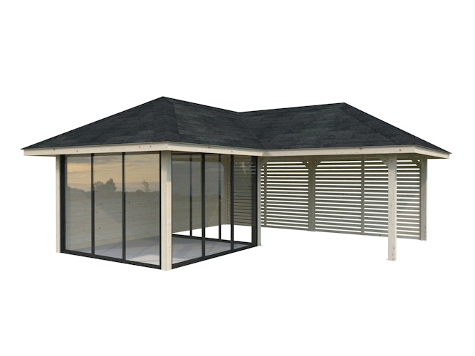 Palmako Pavillon Bianca 24,9 m² Set 511 Slide Plus mit Isolierglas-Schiebetüren