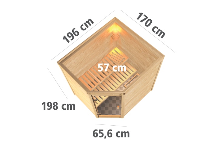 Karibu Woodfeeling Sauna Mia - 38 mm Massivholz Aktionssauna inkl. gratis Sauna-Zubehörset im Wert von 234,94 €