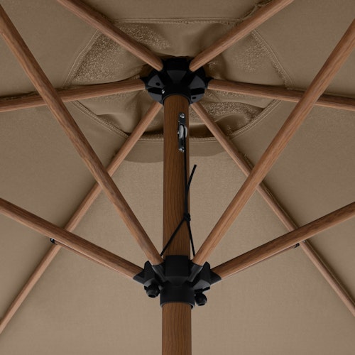 doppler Mittelmastschirm LIFE Woodstyle 305 Lift, Aluminium Holzoptik / 100 % Polyester 180 g/m² 