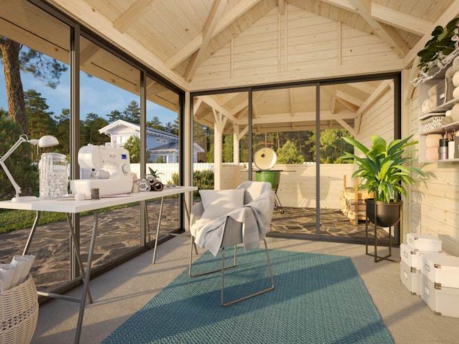 Palmako Pavillon Bianca 16,6 m² Set 508 Slide Plus mit Isolierglas-Schiebetüren