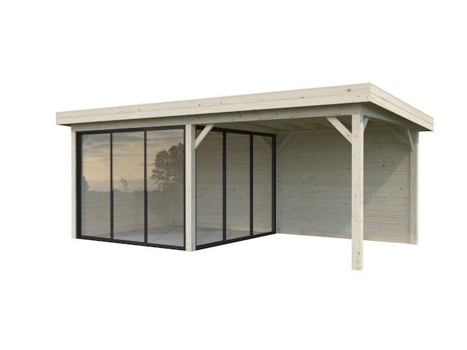 Palmako Gartenhaus Connect Lenna 16,6 m² Set 705 Slide Plus mit Isolierglas-Schiebetüren - 28 mm