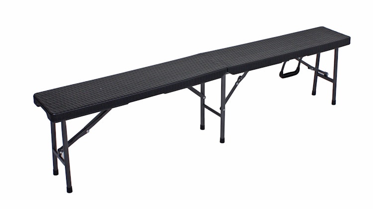 Garden Pleasure Gartenmöbel Set VENTANA, Klapptisch 180 x 74 cm + 2 Klappbänke, Stahl Dunkelgrau / Kunststoff Schwarz