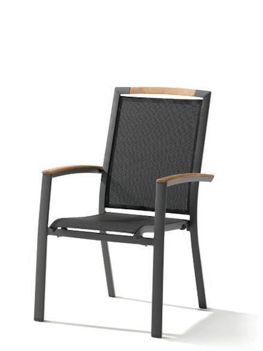 Sieger Stapelsessel CATENA, Aluminium Eisengrau / Textilux Grau - Abverkauf 