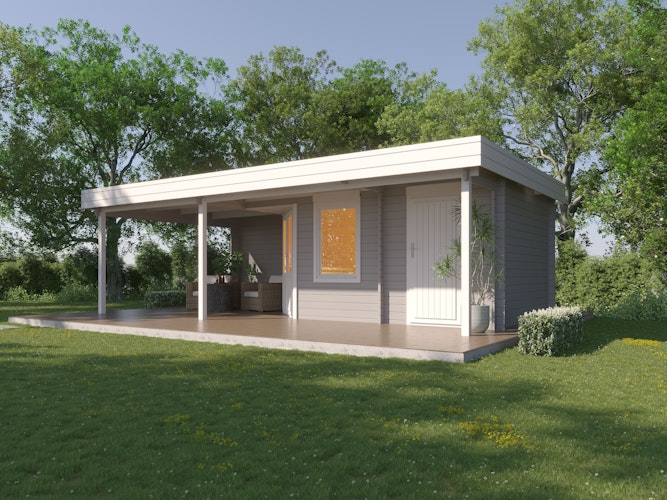 Wolff Finnhaus Gartenhaus Gunda 7228 inkl. Anbaudach - 40 mm 