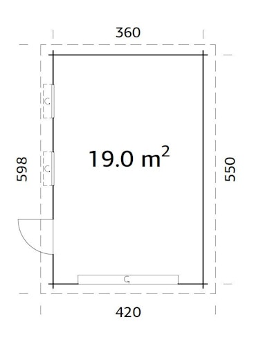 Palmako Garage Rasmus 19,0 m² - 44 mm - mit Sektionaltor