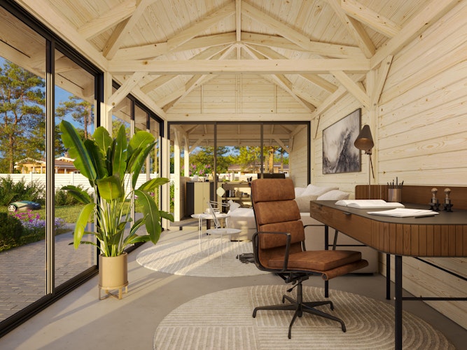 Palmako Pavillon Bianca 24,9 m² Set 519 Slide Plus mit Isolierglas-Schiebetüren