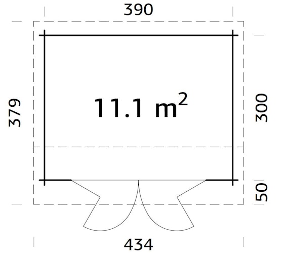 Palmako Gartenhaus Ines 11,1 m² mit Doppelfalttür - 44 mm