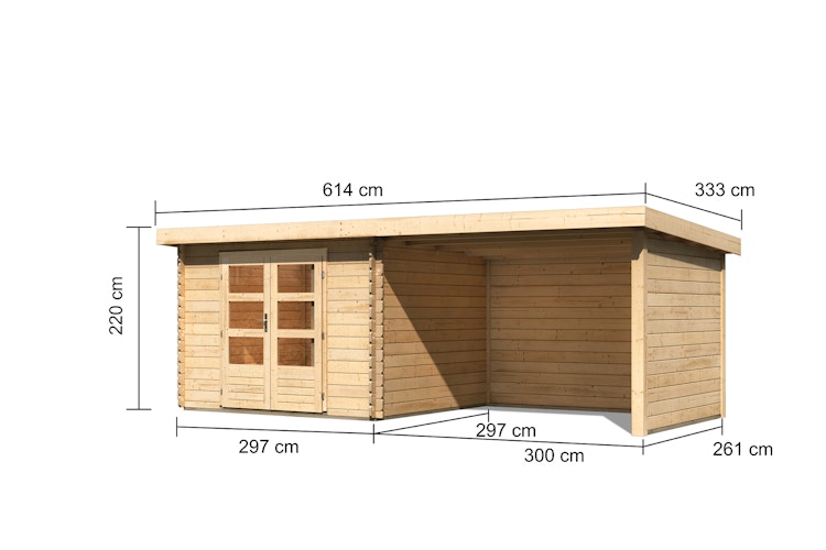 Karibu Woodfeeling Gartenhaus Bastrup 5 naturbelassen - 28 mm