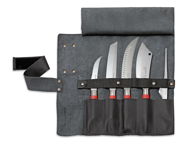 DICK Leder-Rolltasche RED SPIRIT 5-teilig schwarz