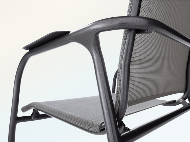 Sieger Stapelsessel SIRIO, Aluminium Eisengrau / Textilux Hellgrau - Abverkauf / Einzelstück