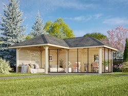 Palmako Pavillon Bianca 24,9 m² Set 514 Slide Plus mit Isolierglas-Schiebetüren