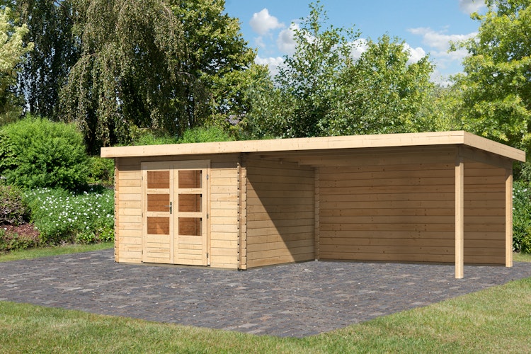 Karibu Woodfeeling Gartenhaus Bastrup 5 naturbelassen - 28 mm