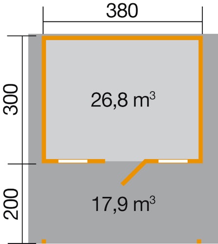 Weka 45 mm Gartenhaus 135 A mit Vordach (200 cm)