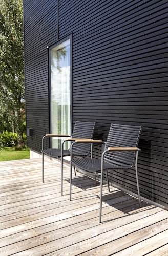 Cinas Gartenmöbel Set MOOD, Tisch 170 x 100 + 4 Stühle, Aluminium / Teak / Kunststoff-Lamellen