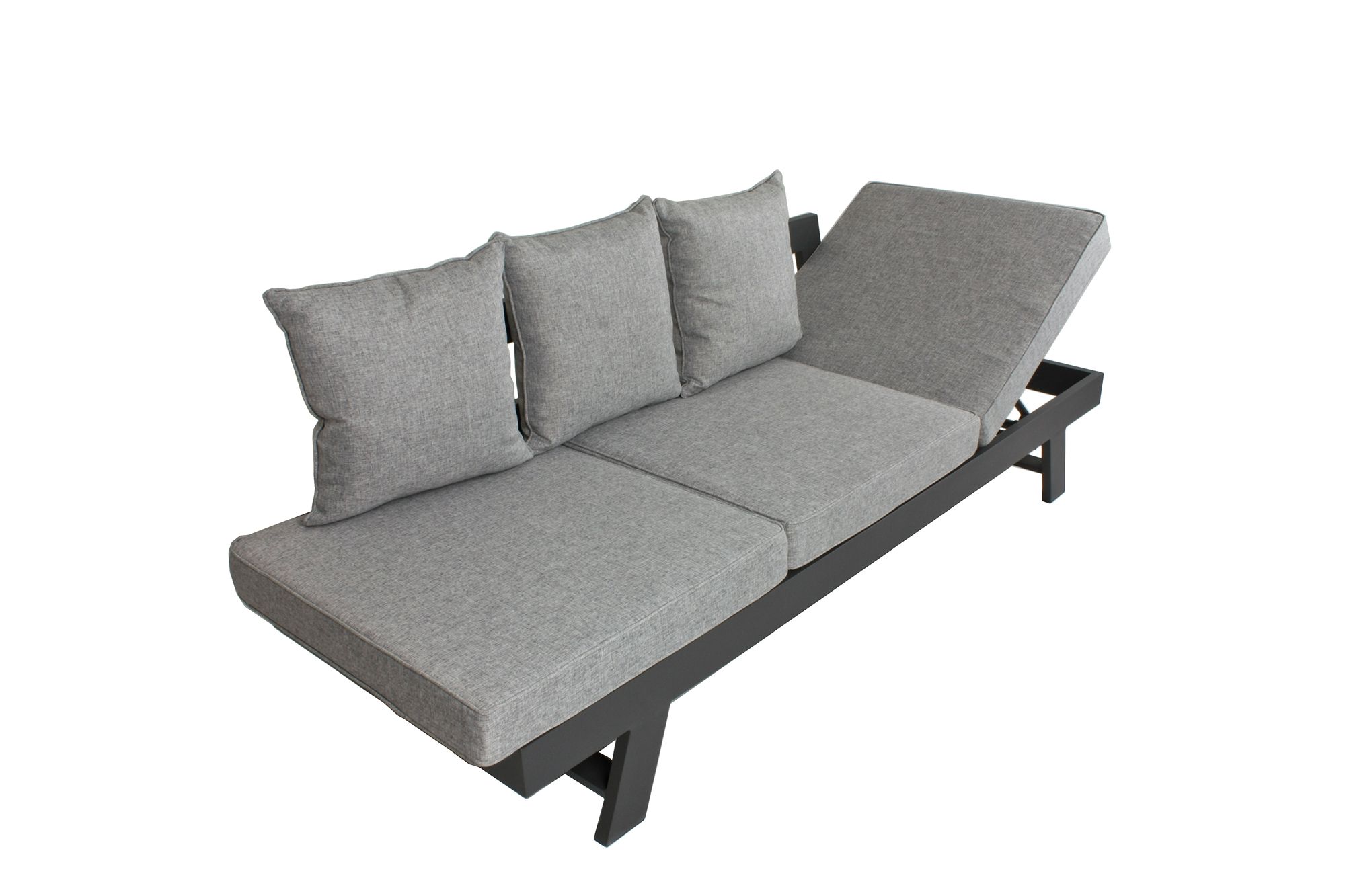 Garden Pleasure Funktionssofa DONNA, Aluminium Schwarz / 100 % Polyester Grau