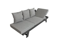 Garden Pleasure Funktionssofa DONNA, Aluminium Schwarz / 100 % Polyester Grau