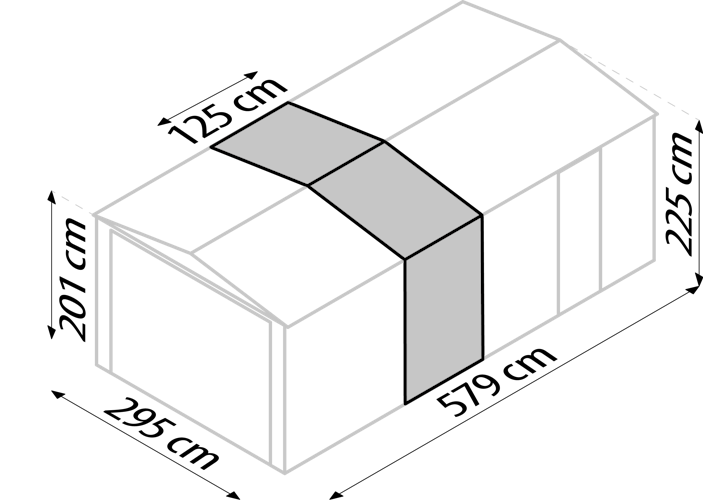 Globel Erweiterungselement für Gerätehaus Worker/Parker (+125 cm Tiefe)