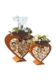 Badeko Herz-Holzregal-Set: 45 & 58 cm hoch in EdelrostoptikZubehörbild