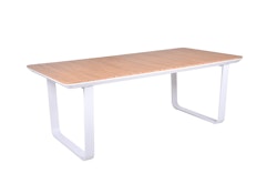 Garden Pleasure Gartentisch VENICE 200 x 100 cm, Aluminium Weiß / Nonwood Teak-Optik