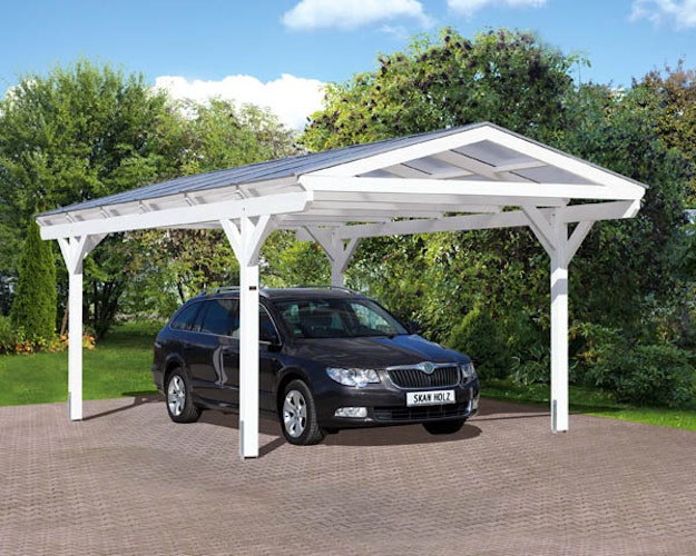 Skan Holz Westerwald Design Doppelcarport aus Leimholz Breite 570 cm