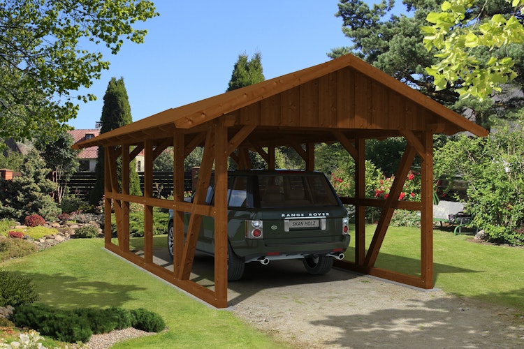 Skan Holz Schwarzwald - Satteldach Einzelcarport Breite 424 cm