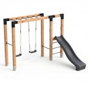 Vorschaubild EXIT Holz-Monkeybar Linea Robust 110 mit Doppelschaukel, Rutsche und Reckstange