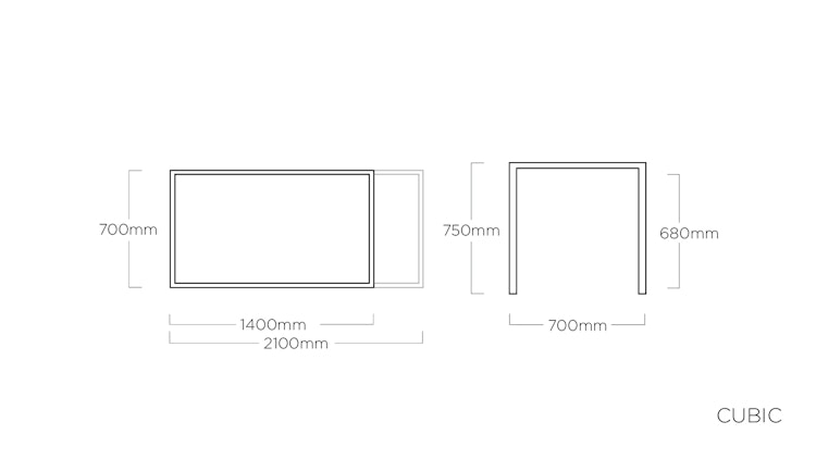 Kettler HPL-Ausziehtisch CUBIC 140/210 x 70 cm, Aluminium / HPL Anthrazit - Sonderaktion