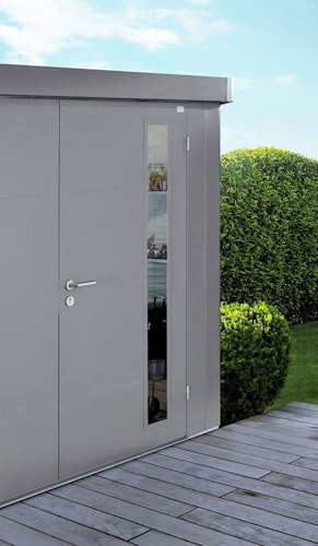 B-Ware Biohort Gerätehaus Neo 292 x 180 cm (1C) Doppeltür dunkelgrau-metallic