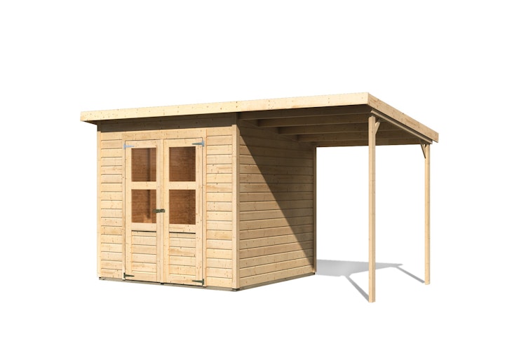 Karibu Eco Gartenhaus Merseburg 4 inkl. Anbaudach - Sparset