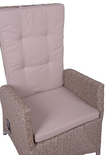 Garden Pleasure Gartenmöbel Set BRAGA 04, Tisch 180 x 90 + 6 Sessel, Polyrattan / Akazie / Kissen 100 % Polyester
