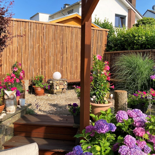 BambusBASIS Bambus Vollrohrzaun  4-6 cm starr - Verschiedene Farben