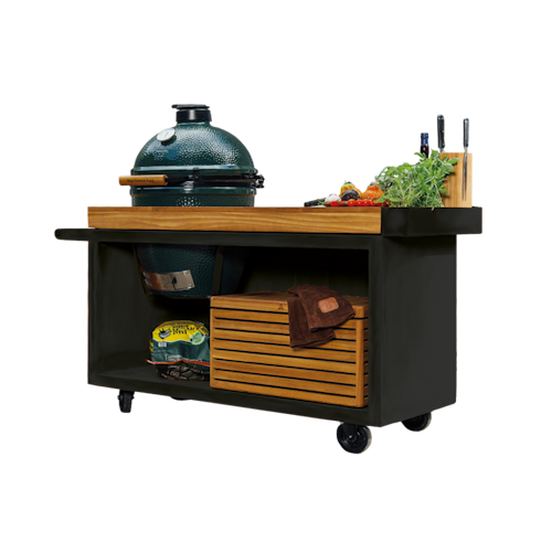 OFYR Kamado Table Black 135 PRO Teakholz BGE