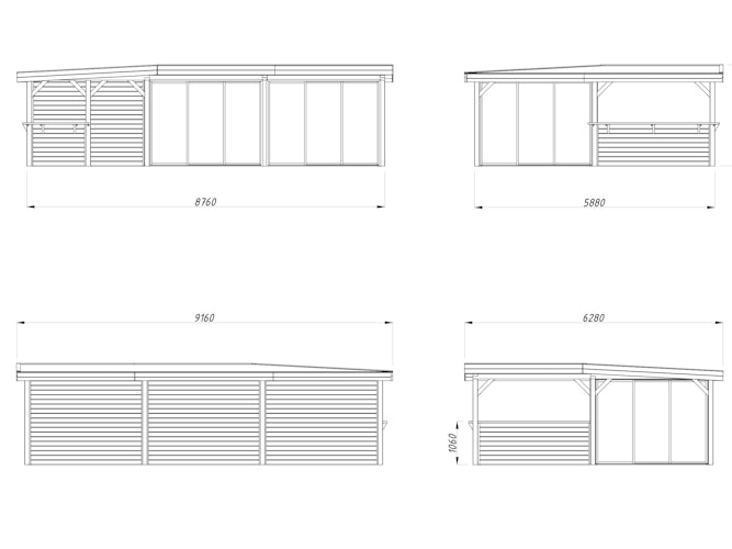 Palmako Gartenhaus Connect Lenna 33,2 m² Set 720 Slide Plus mit Isolierglas-Schiebetüren - 28 mm