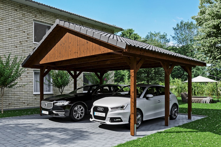 Skan Holz Wallgau - Satteldach Doppelcarport Breite 620 cm